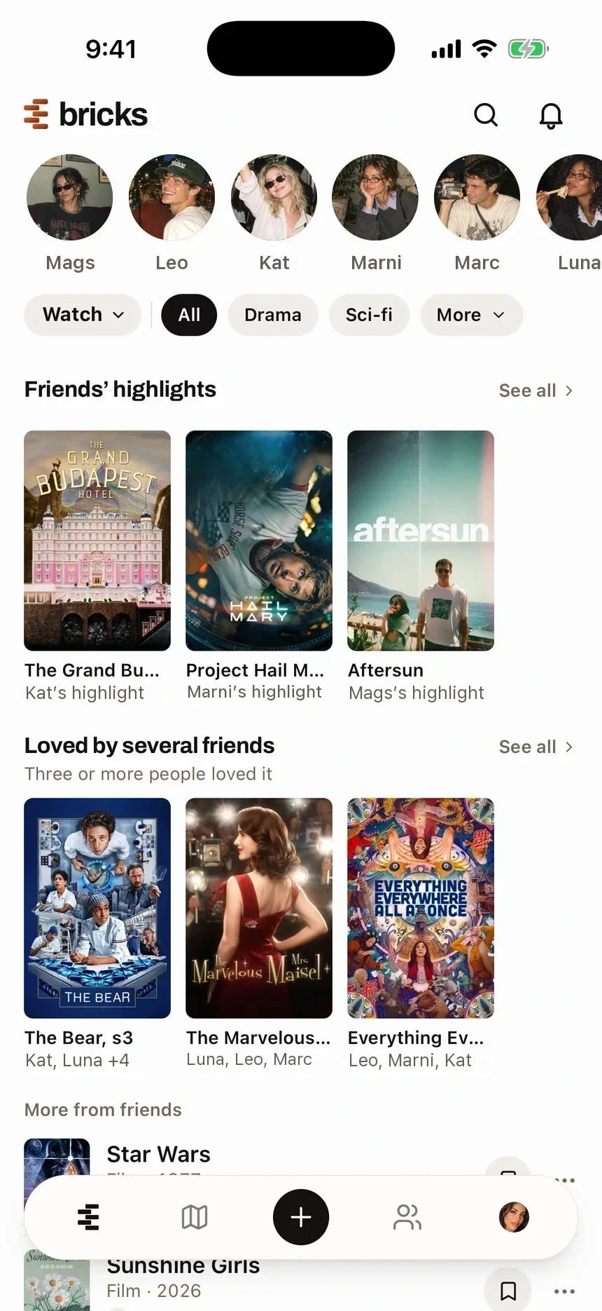 Films and shows the friends you follow loved